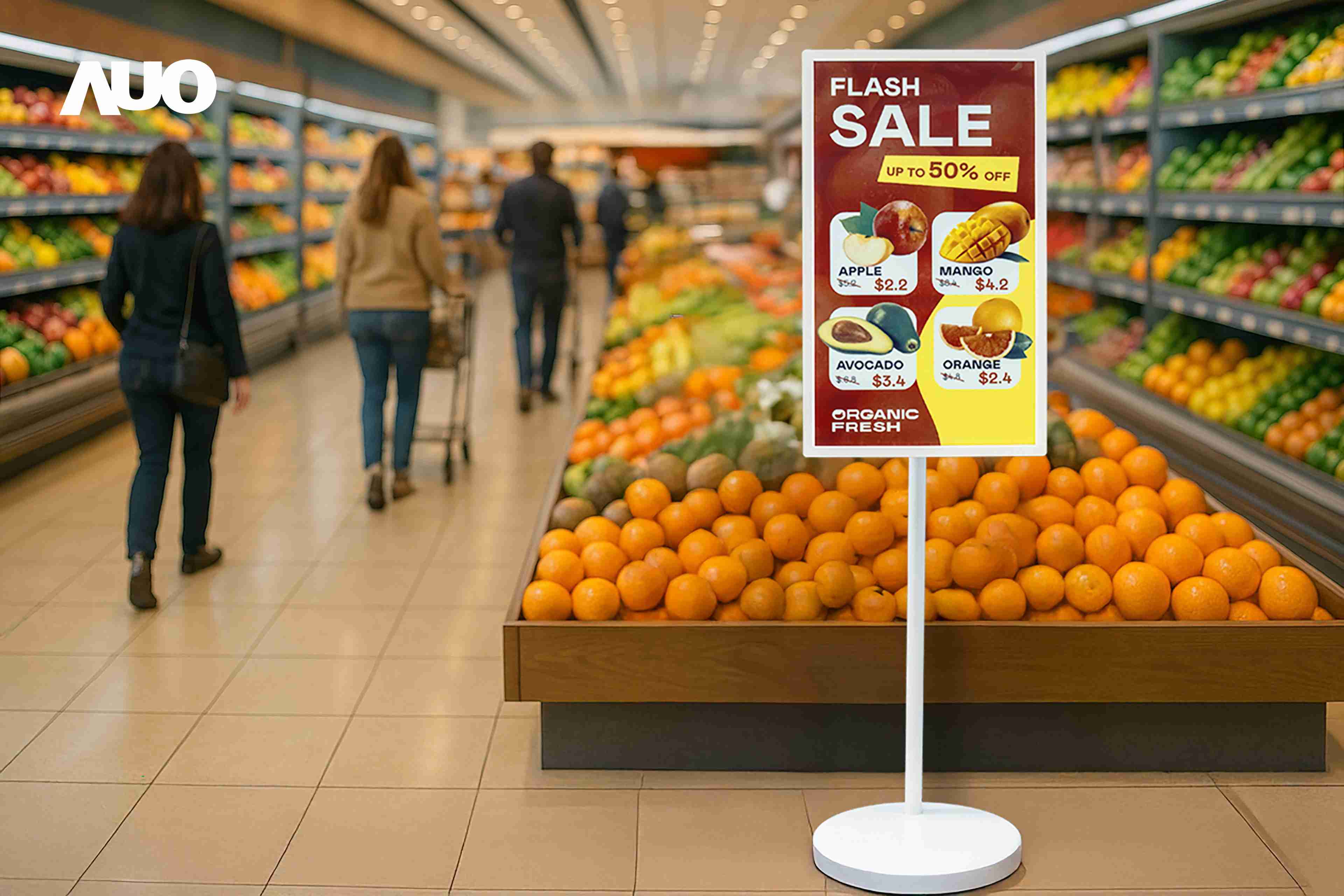 达擎首亮相低功耗、、、全彩的〝aecoPost电子纸解决方案〞，，仅在更新画面时需要微量的电力驱动，，无需布建电线的便捷设计，，，使其可灵活应用、、、、随意置放，，并可透过云端或行动装置app，，，轻松管理及排程广告内容，，晋升店头营销利器。。。